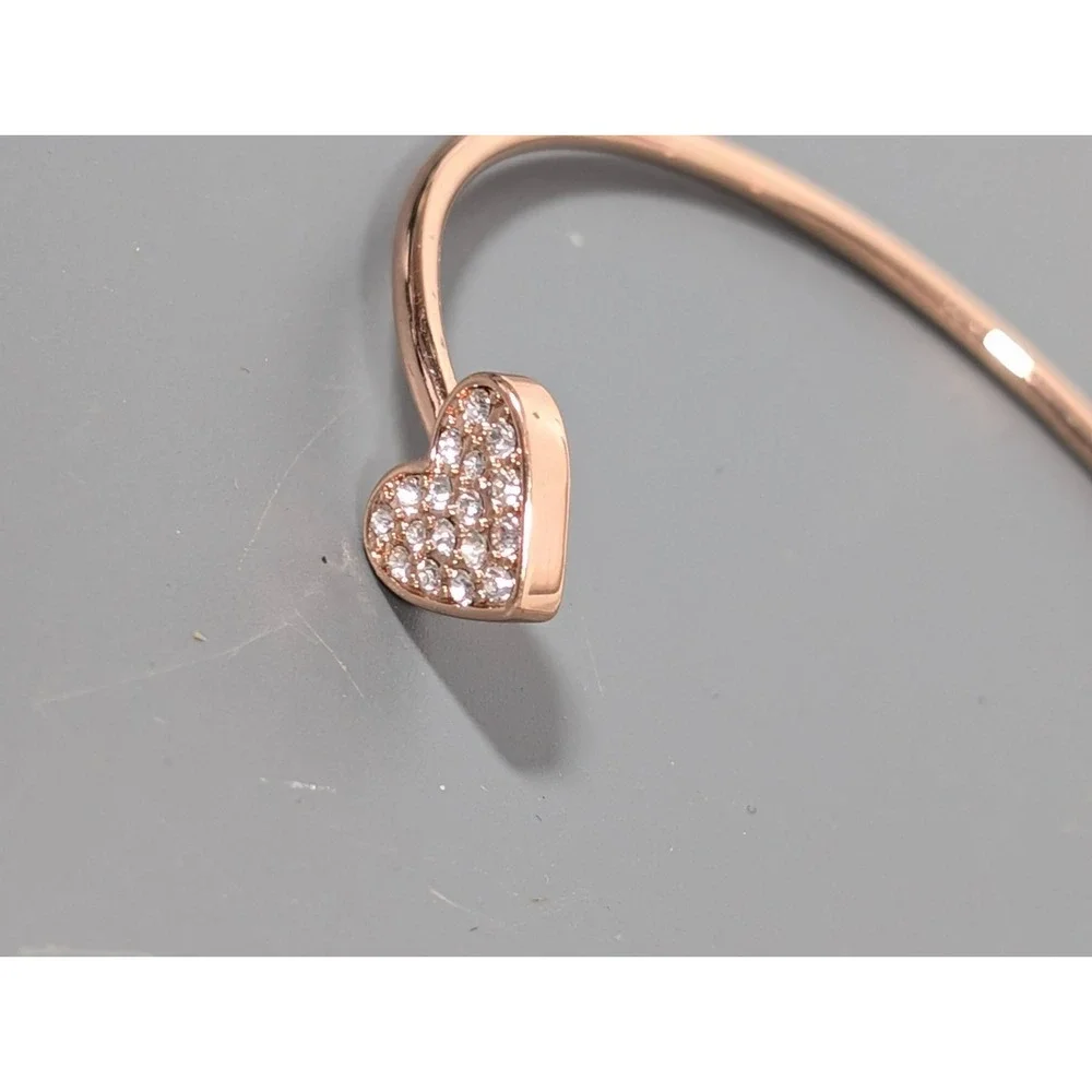 Origami Owl Rose Gold tone Love‎ Heart Rhinestone Pave Cuff Bracelet Stacking 7